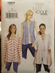 8819 EZ VOGUE SEMI FIT SHAPED CARDIGANS SLEEVES OR NOT PATTERN 16-26
